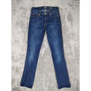7 For All Mankind (B)Air Kimmie Straight Jeans Womens 26 Rinsed Indigo Whiskers